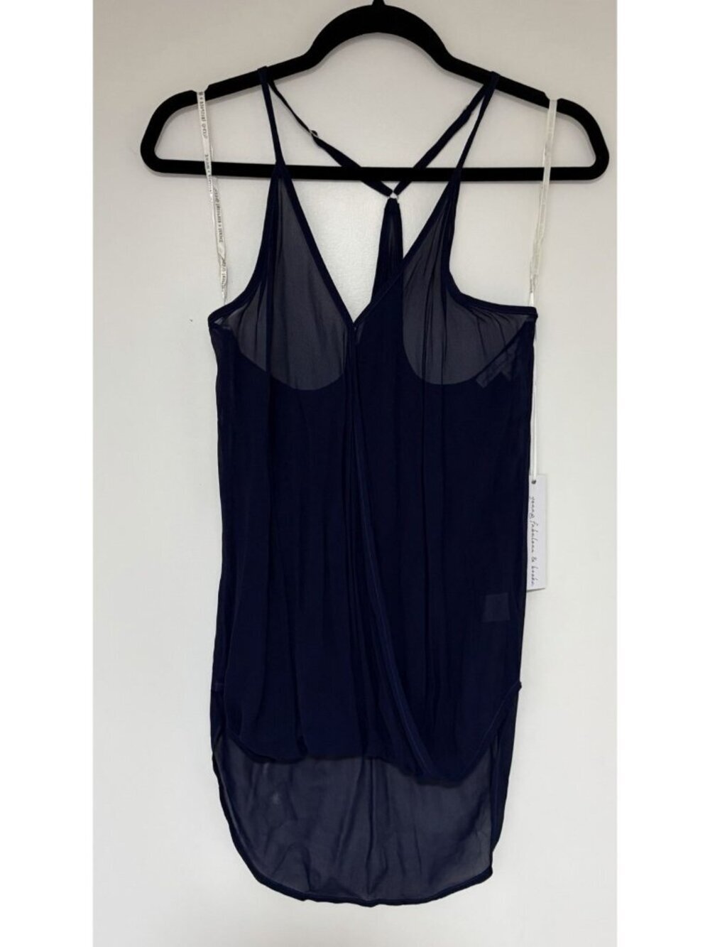 Young Fabulous And Broke Women’s Sheer Sleeveless Navy Blue Blouse Sz M NWT